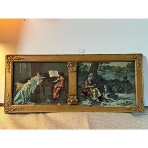 Antique McLoughlin Bros of New York Print on Side by Side Frame
